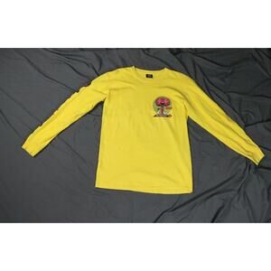 New Stussy Men T Shirt Medium Yellow Multicolor Peace and Love Angels Rare